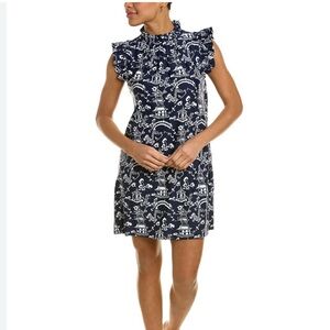 Jude Connally Shari Mini Dress Chinoiserie Navy Size Large